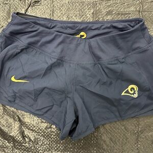 Nike Dri-Fit Rams Navy Blue Athletic Shorts with Yellow Accents